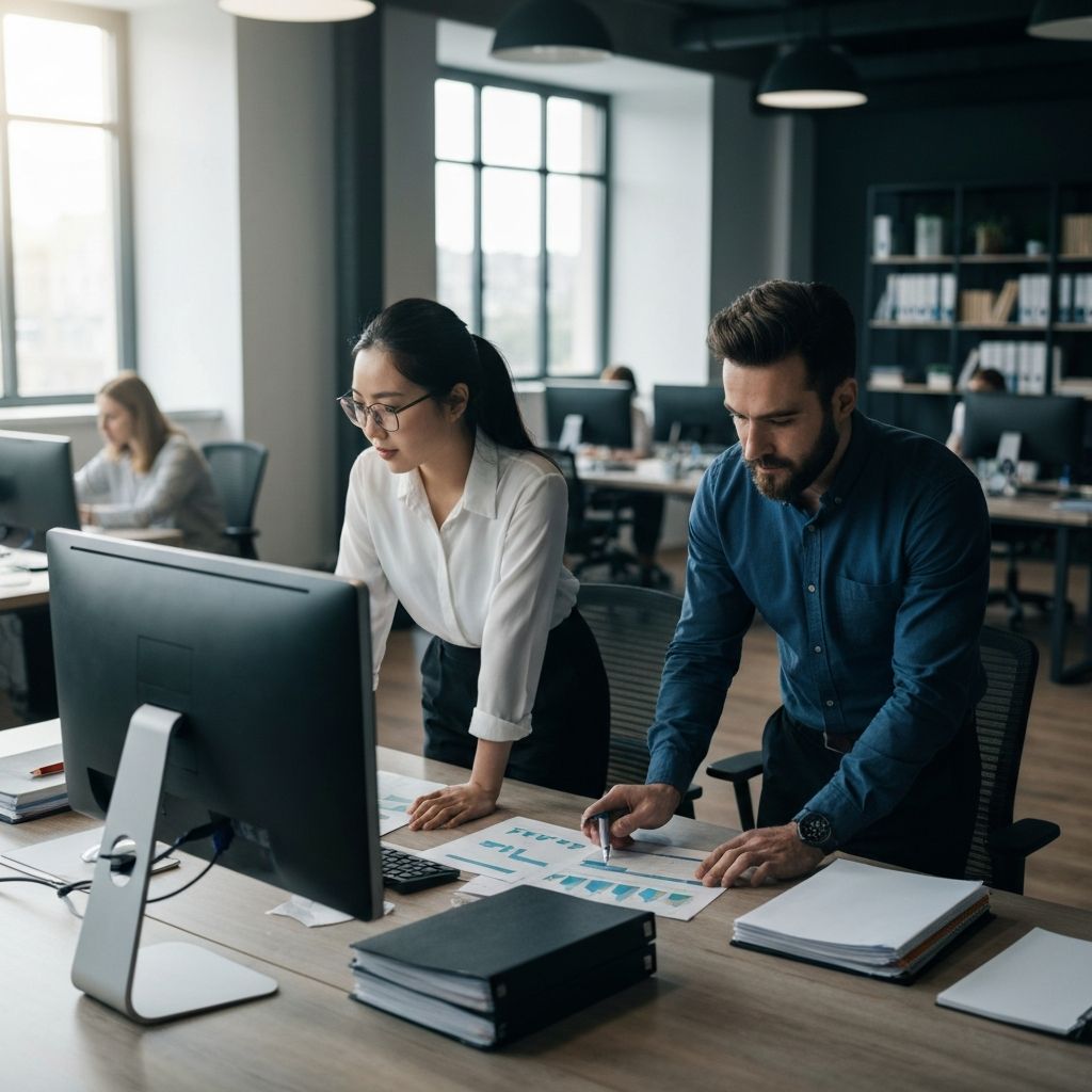 Профессиональная офисная среда с людьми, работающими с данными